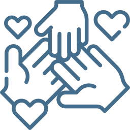 Team with hands together